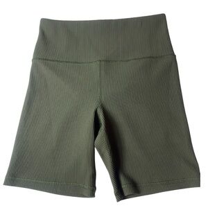 Olive Green Women's Ribbed Shorts Size Medium